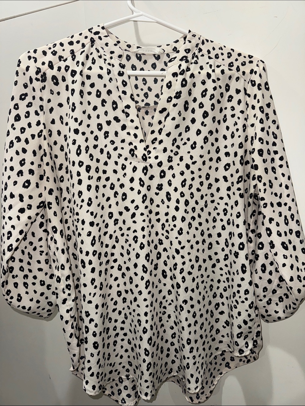 Lush Cream Blouse with Black Spot Print
